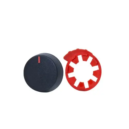 Ersatz-Stellknopf in Schwarz mit rotem Markierungselement, geeignet für ESBE Produkte der Serien VRG, VRB und VRH.